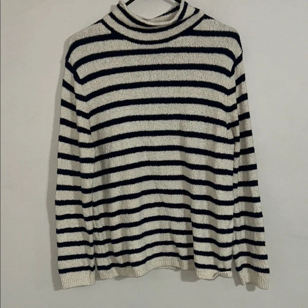 J.Crew striped nautical mock neck sweater medium